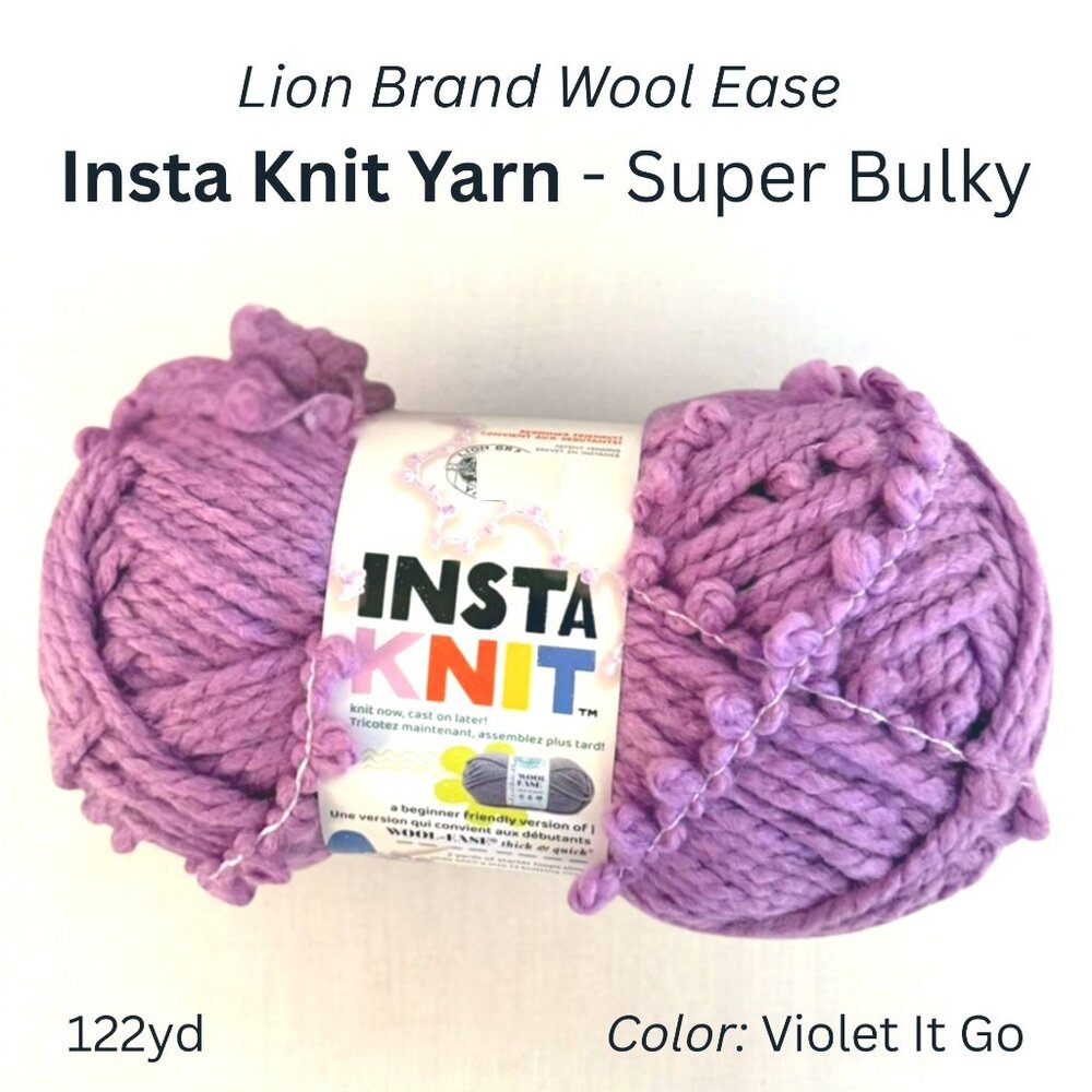 Lion Brand Wool Ease Insta Knit Yarn Super Bulky Violet It Go 122 yd Beginner